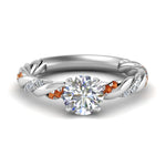 Load image into Gallery viewer, round-cut-orange-sapphire-twisted-vine-engagement-ring-in-white-gold-FD9127RORGSAOR-NL-WG