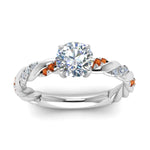 Load image into Gallery viewer, round-cut-orange-sapphire-twisted-vine-engagement-ring-in-white-gold-FD9127RORGSAORANGLE5-NL-WG