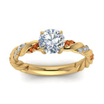 Load image into Gallery viewer, round-cut-orange-sapphire-twisted-vine-engagement-ring-in-yellow-gold-FD9127RORGSAORANGLE5-NL-YG
