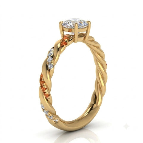Round Cut Lab Grown Diamond Twisted Vine Engagement Ring