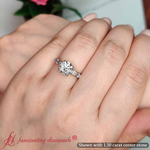 Oval Accented Round Cut Engagement Ring