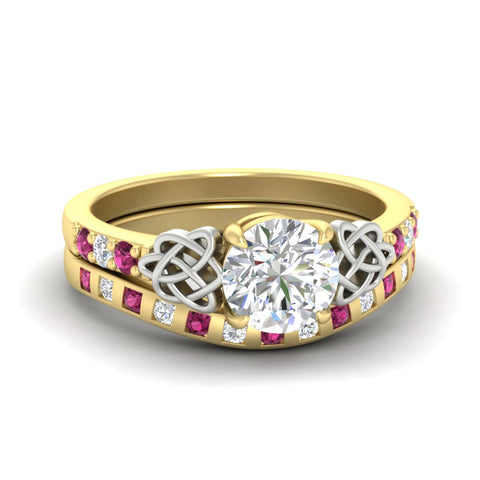 round-cut-pink-sapphire-celtic-two-tone-bridal-matching-set-in-yellow-gold-fdens2255rogsadrpisleep-nl-yg-ws4.jpg