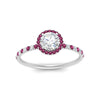 Load image into Gallery viewer, round-cut-pink-sapphire-halo-petite-engagement-ring-in-white-gold-FD8523RORGSADRPIANGLE3-NL-WG
