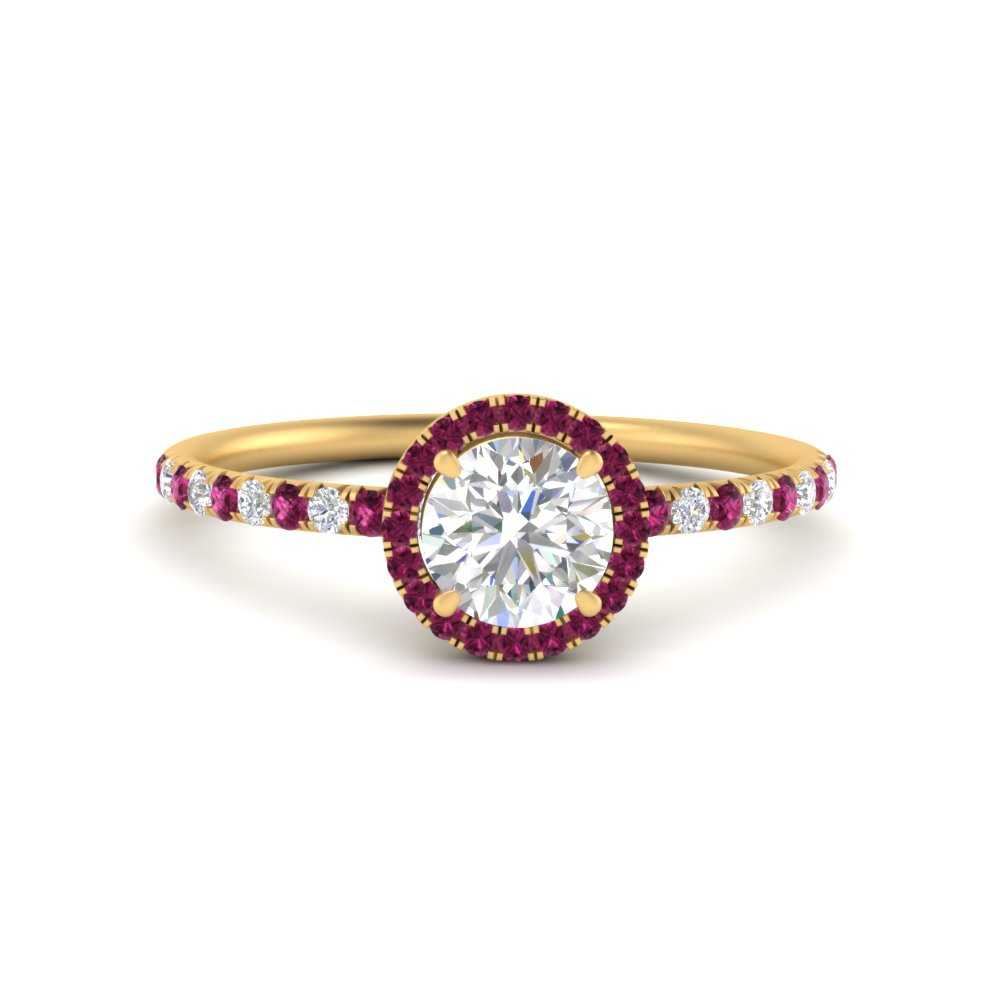 round-cut-pink-sapphire-halo-petite-engagement-ring-in-yellow-gold-FD8523RORGSADRPIANGLE3-NL-YG