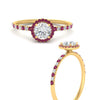 Load image into Gallery viewer, round-cut-pink-sapphire-halo-petite-engagement-ring-in-yellow-gold-FD8523RORGSADRPIANGLE3-NL-YG