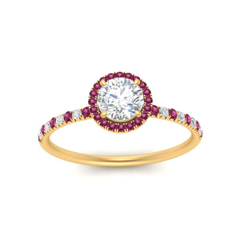 round-cut-pink-sapphire-halo-petite-engagement-ring-in-yellow-gold-FD8523RORGSADRPIANGLE3-NL-YG