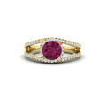 Thumbnail 1 - round-cut-pink-sapphire-halo-swirl-split-diamond-engagement-ring-in-yellow-gold-FD11180RORGSADRPI-NL-YG-GS.jpg