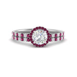 Load image into Gallery viewer, round-cut-pink-sapphire-halo-wedding-ring-set-in-white-gold-FD8523ROGSADRPI-NL-WG
