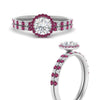 Load image into Gallery viewer, round-cut-pink-sapphire-halo-wedding-ring-set-in-white-gold-FD8523ROGSADRPI-NL-WG
