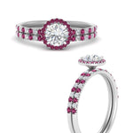 Load image into Gallery viewer, round-cut-pink-sapphire-halo-wedding-ring-set-in-white-gold-FD8523ROGSADRPI-NL-WG

