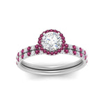 Load image into Gallery viewer, round-cut-pink-sapphire-halo-wedding-ring-set-in-white-gold-FD8523ROGSADRPI-NL-WG
