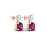 Load image into Gallery viewer, round-cut-pink-sapphire-stud-earrings-with-drop-design-in-rose-gold-fdear11550rogsadrpiangle4-nl-rg.jpg?v=1769066477