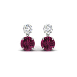 Load image into Gallery viewer, round-cut-pink-sapphire-stud-earrings-with-drop-design-in-white-gold-fdear11550rogsadrpiangle2-nl-wg.jpg?v=1769066477