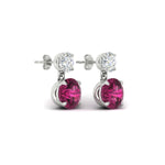 Load image into Gallery viewer, round-cut-pink-sapphire-stud-earrings-with-drop-design-in-white-gold-fdear11550rogsadrpiangle4-nl-wg.jpg?v=1769066477