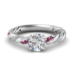 Load image into Gallery viewer, round-cut-pink-sapphire-twisted-vine-engagement-ring-in-white-gold-FD9127RORGSADRPI-NL-WG
