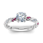 Load image into Gallery viewer, round-cut-pink-sapphire-twisted-vine-engagement-ring-in-white-gold-FD9127RORGSADRPIANGLE5-NL-WG
