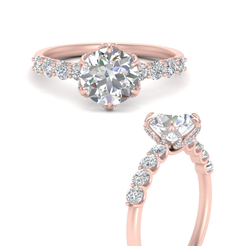 Prong Studded Accented Solitaire Engagement Ring