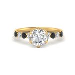 Load image into Gallery viewer, round-cut-prong-studded-black-diamond-accented-solitaire-engagement-ring-in-FD10955RORGBLACKANGLE3-NL-YG
