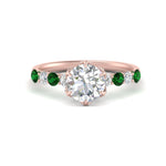 Load image into Gallery viewer, round-cut-prong-studded-emerald-accented-solitaire-engagement-ring-in-FD10955RORGEMGRANGLE3-NL-RG
