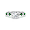 Load image into Gallery viewer, round-cut-prong-studded-emerald-accented-solitaire-engagement-ring-in-FD10955RORGEMGRANGLE3-NL-WG