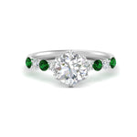 Load image into Gallery viewer, round-cut-prong-studded-emerald-accented-solitaire-engagement-ring-in-FD10955RORGEMGRANGLE3-NL-WG

