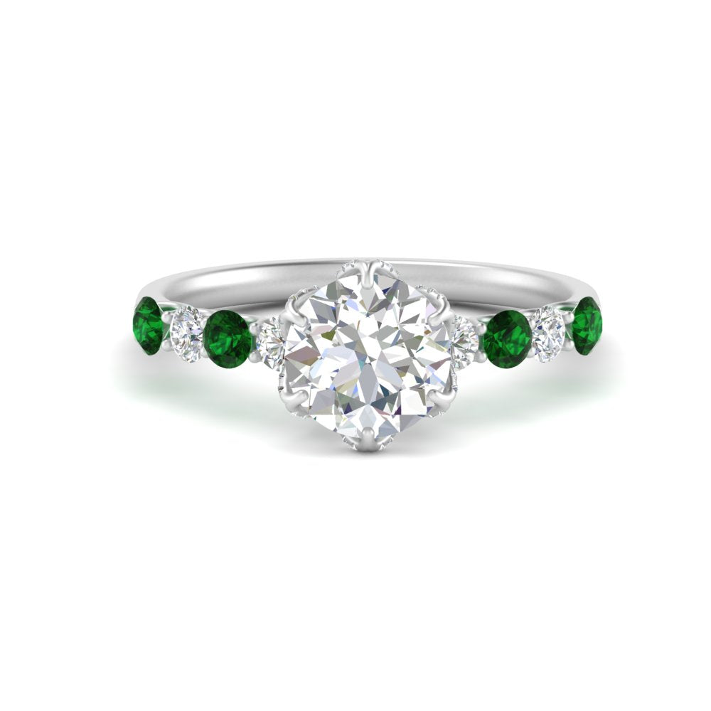 round-cut-prong-studded-emerald-accented-solitaire-engagement-ring-in-FD10955RORGEMGRANGLE3-NL-WG
