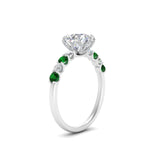 Load image into Gallery viewer, round-cut-prong-studded-emerald-accented-solitaire-engagement-ring-in-FD10955RORGEMGRANGLE3-NL-WG
