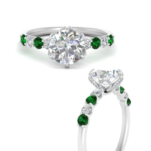 round-cut-prong-studded-emerald-accented-solitaire-engagement-ring-in-FD10955RORGEMGRANGLE3-NL-WG