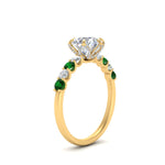 Load image into Gallery viewer, round-cut-prong-studded-emerald-accented-solitaire-engagement-ring-in-FD10955RORGEMGRANGLE3-NL-YG

