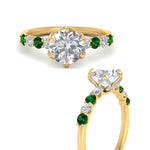 Load image into Gallery viewer, round-cut-prong-studded-emerald-accented-solitaire-engagement-ring-in-FD10955RORGEMGRANGLE3-NL-YG
