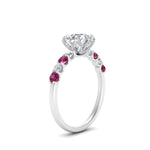 Load image into Gallery viewer, round-cut-prong-studded-pink-sapphire-accented-solitaire-engagement-ring-in-FD10955RORGSADRPIANGLE3-NL-WG
