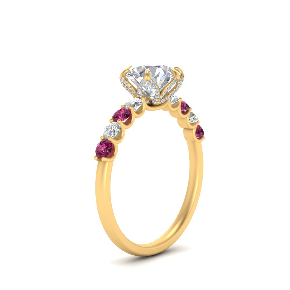 round-cut-prong-studded-pink-sapphire-accented-solitaire-engagement-ring-in-FD10955RORGSADRPIANGLE3-NL-YG
