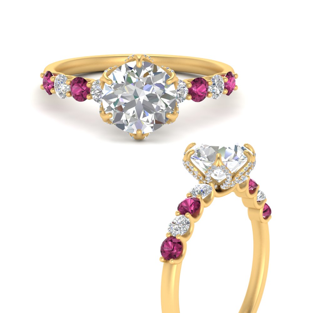 round-cut-prong-studded-pink-sapphire-accented-solitaire-engagement-ring-in-FD10955RORGSADRPIANGLE3-NL-YG