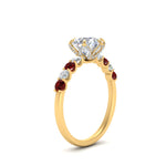 Load image into Gallery viewer, round-cut-prong-studded-ruby-accented-solitaire-engagement-ring-in-FD10955RORGRUDRANGLE3-NL-YG
