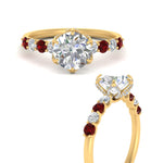 Load image into Gallery viewer, round-cut-prong-studded-ruby-accented-solitaire-engagement-ring-in-FD10955RORGRUDRANGLE3-NL-YG
