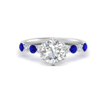 Load image into Gallery viewer, round-cut-prong-studded-sapphire-accented-solitaire-engagement-ring-in-FD10955RORGSABLANGLE3-NL-WG
