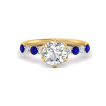 Load image into Gallery viewer, round-cut-prong-studded-sapphire-accented-solitaire-engagement-ring-in-FD10955RORGSABLANGLE3-NL-YG
