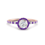 Load image into Gallery viewer, round-cut-purple-topaz-halo-petite-engagement-ring-in-rose-gold-FD8523RORGVITOANGLE3-NL-RG
