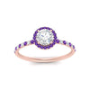 Load image into Gallery viewer, round-cut-purple-topaz-halo-petite-engagement-ring-in-rose-gold-FD8523RORGVITOANGLE3-NL-RG