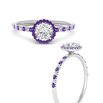 Load image into Gallery viewer, round-cut-purple-topaz-halo-petite-engagement-ring-in-white-gold-FD8523RORGVITOANGLE3-NL-WG

