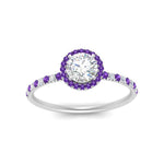 Load image into Gallery viewer, round-cut-purple-topaz-halo-petite-engagement-ring-in-white-gold-FD8523RORGVITOANGLE3-NL-WG
