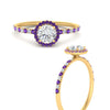 Load image into Gallery viewer, round-cut-purple-topaz-halo-petite-engagement-ring-in-yellow-gold-FD8523RORGVITOANGLE3-NL-YG