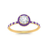Load image into Gallery viewer, round-cut-purple-topaz-halo-petite-engagement-ring-in-yellow-gold-FD8523RORGVITOANGLE3-NL-YG