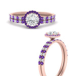Load image into Gallery viewer, round-cut-purple-topaz-halo-wedding-ring-set-in-rose-gold-FD8523ROGVITO-NL-RG
