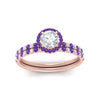 Load image into Gallery viewer, round-cut-purple-topaz-halo-wedding-ring-set-in-rose-gold-FD8523ROGVITO-NL-RG