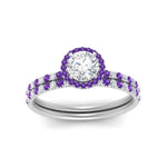Load image into Gallery viewer, round-cut-purple-topaz-halo-wedding-ring-set-in-white-gold-FD8523ROGVITO-NL-WG
