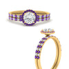 Load image into Gallery viewer, round-cut-purple-topaz-halo-wedding-ring-set-in-yellow-gold-FD8523ROGVITO-NL-YG