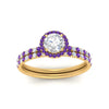 Load image into Gallery viewer, round-cut-purple-topaz-halo-wedding-ring-set-in-yellow-gold-FD8523ROGVITO-NL-YG