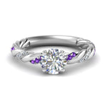 Load image into Gallery viewer, round-cut-purple-topaz-twisted-vine-engagement-ring-in-white-gold-FD9127RORGVITO-NL-WG