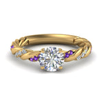Load image into Gallery viewer, round-cut-purple-topaz-twisted-vine-engagement-ring-in-yellow-gold-FD9127RORGVITO-NL-YG
